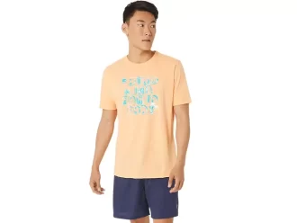 Camiseta ASICS com slogan de hibisco
