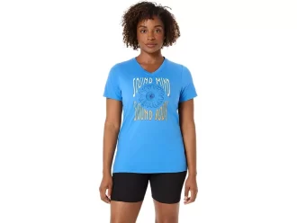 CAMISETA FEMININA COM DECOTE EM V E ESTAMPA DE GIRASSOL